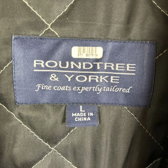 Roundtree & Yorke Men's Wool Overcoat Jacket Collared Button Front Coat Black L - Picture 12 of 15